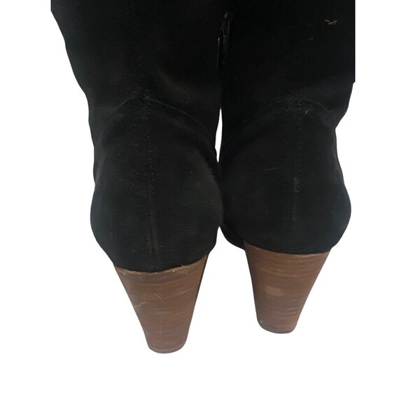 Garnett Hill Arlo Tall Black Spanish Suede Heeled Boots - Picture 8 of 13